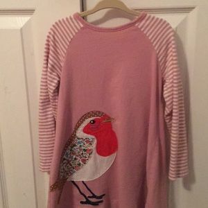 Beautiful Pink with bird appliqué dress